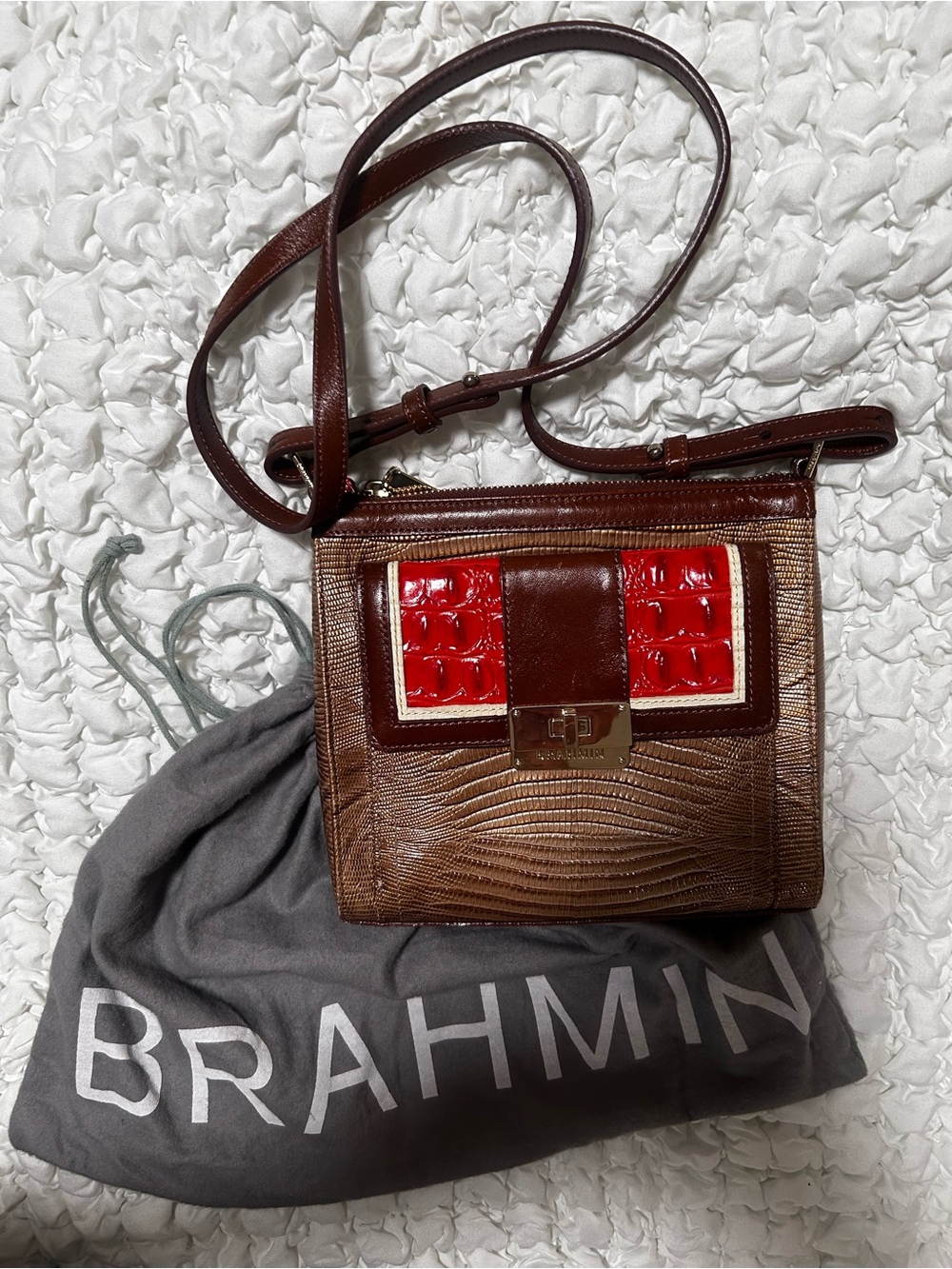 Brahmin Rosie Osprey Tri-Texture Leather Crossbody Bag - NWOT